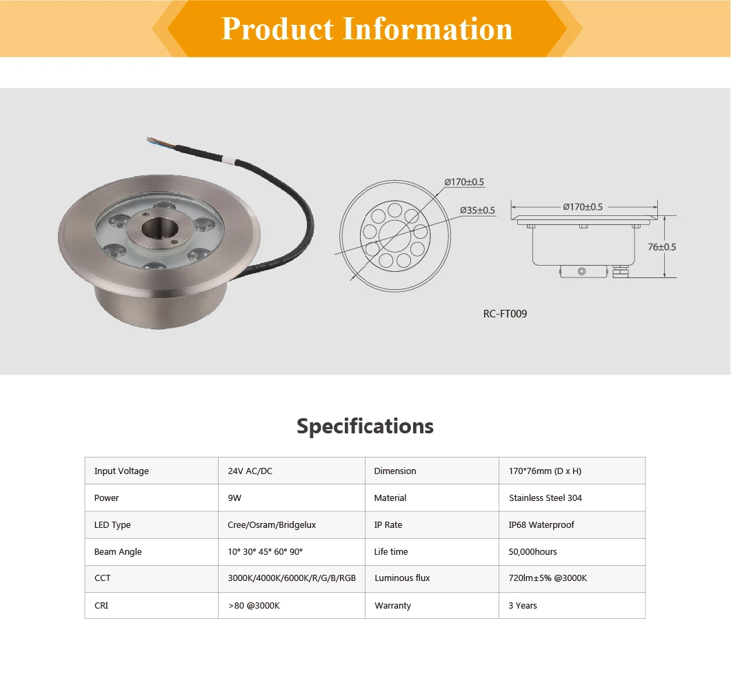 SUS316 SUS304 Stainless Steel 9W 12W Nozzles Motif Outdoor Submersible IP68 Low Voltage 12V 24V RGB RGBW DMX Pool LED Underwater Fountain Ring Lights