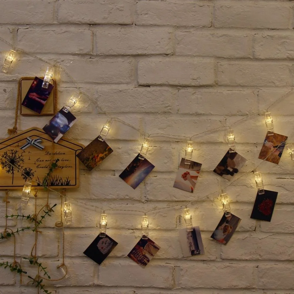 LED String Lights with Clips Hang Pictures for Decoration by Battery Light String Christmas Decors Decorations Bl19723